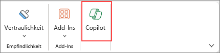 Bildschirmfoto des Zugriffs auf die Copilot-Schaltfläche im Menüband von Excel.