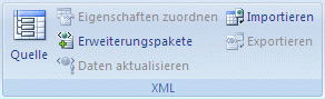 Gruppe 'XML' im Menüband