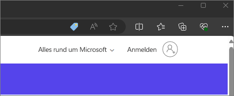 Zeigt die Microsoft 365-Seite mit einem generischen Kontosymbol in der oberen rechten Ecke an.