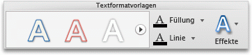 Registerkarte 'Format', Gruppe 'Textformatvorlagen'