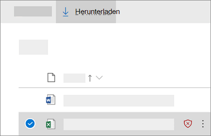 Screenshot zum Herunterladen einer blockierten Datei in OneDrive for Business