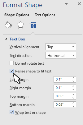 Form formatieren mit ausgewählter Option "Größe ändern" für Text
