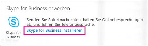 Screenshot der Schaltfläche "Installieren" für Skype for Business auf dem Office 365-Portal