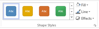 Shape-Formatvorlagenoptionen in Visio für das Web.