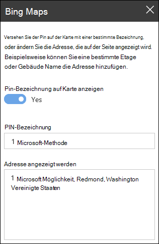 Webpart-Toolbox für Bing-Karten
