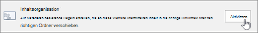 Schaltfläche zum Aktivieren des Inhaltsorganziers