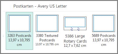 Postkartenvorlage für Avery-Kartenpapier 'US Letter'
