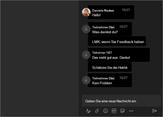 Screenshot: Teilnehmeransicht, wenn Namen in einer Teams-Besprechung oder einem Webinar ausgeblendet sind