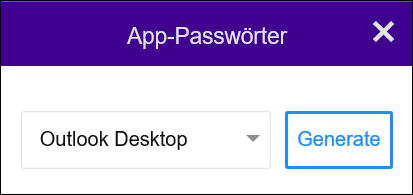 "Outlook Desktop" und dann "Generieren" auswählen