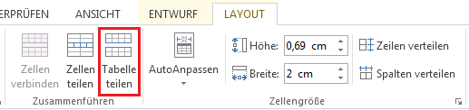 Trennung von Tabellen mit Seitensprüngen in Deutschland