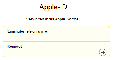 Screenshot der Apple ID-Anmeldung
