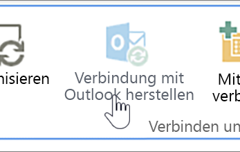 Menüband mit hervorgehobener deaktivierter Schaltfläche "Mit Outlook verbinden"