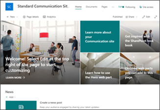 Abbildung der Standard-Kommunikationswebsitevorlage