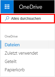 "Alles durchsuchen"-Auswahl in OneDrive