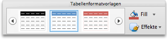 PowerPoint-Registerkarte "Tabellen", Gruppe "Tabellenformatvorlagen"