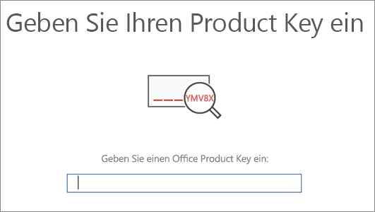 Bildschirm, auf dem Sie Ihren Office-Product Key eingeben.