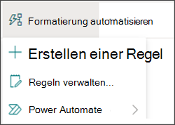 Abbildung des Menüs "Automatisieren" mit ausgewählter Option "Power Automate"