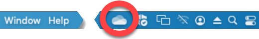 Das Symbol OneDrive wird auf der Menüleiste in Richtung oben rechts angezeigt.