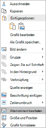 Kontextmenü "Alternativtext für Bilder" in Outlook für Windows