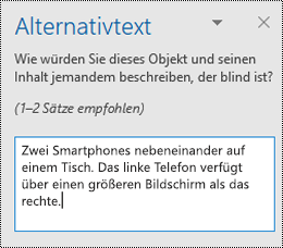 Alternativtextbereich in Outlook für Windows.