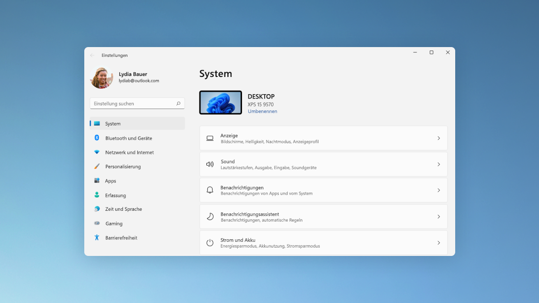 Die Seite „System“ in der Windows 11-Einstellungen-App