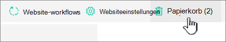 Schaltfläche "Papierkorb" auf der Seite "Websiteinhalt" in SharePoint Online