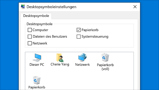 Anzeigen Von Desktopsymbolen Unter Windows 10