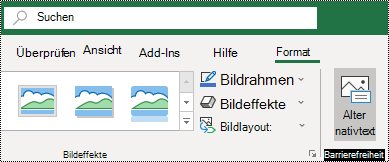Schaltfläche "Alternativtext" auf der Excel für Windows Menüband