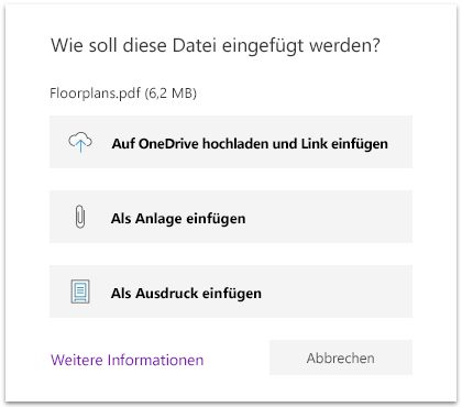 Option "Datei einfügen" in OneNote für Windows 10