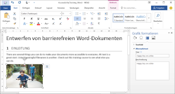 In diesem Schulungskurs können Sie lernen, wie Sie mit Word 2016 barrierefreie Dokumente erstellen.