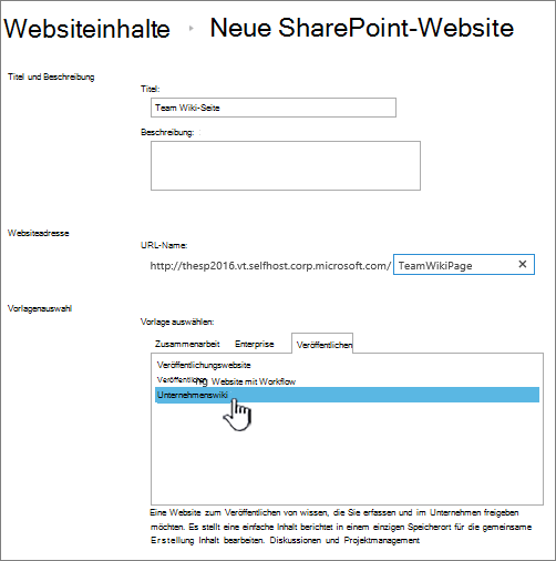 Hinzufügen von Unternehmenswiki hervorgehoben