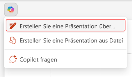 Screenshot: Copilot-Schaltfläche über der PowerPoint-Folie.