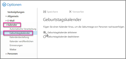 Hinzufügen eines Geburtstags oder Feiertagskalenders in Outlook.com - Outlook