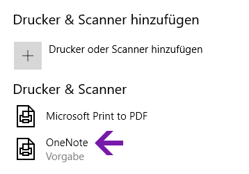 Menü zum Auswählen des Speicherorts des Notizbuchs in OneNote für Windows 10