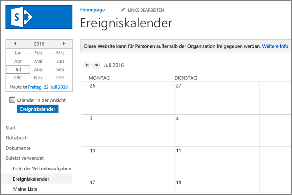 Beispiel einer Kalender-Listen-App