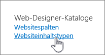 Auswählen der Websiteinhaltstypen