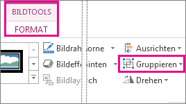 Schaltfläche 'Gruppieren' auf der Registerkarte 'Bildtools - Format'
