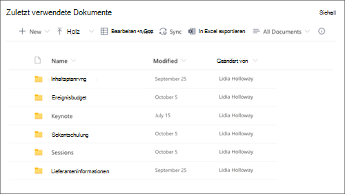 Screenshot des Dokumentbibliothek-Webparts