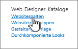 Option "Websitespalte" auf der Seite "Websiteeinstellungen"