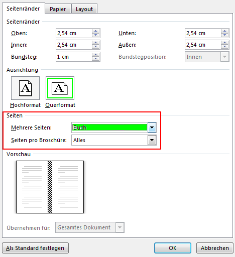 Erstellen Einer Brosch re Oder Eines Buches In Word Office Support