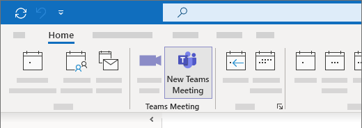 Επιλογή νέας σύσκεψης του Teams στην προβολή ημερολογίου του Outlook