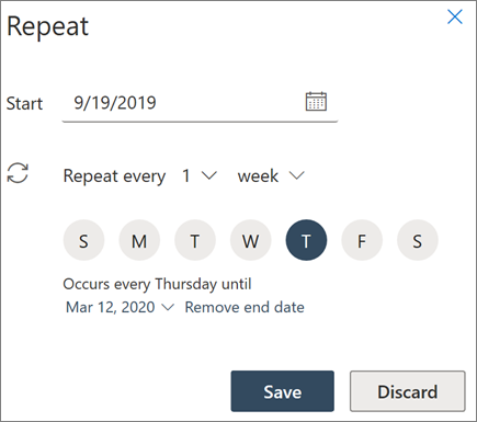 Δημιουργία περιοδικής σύσκεψης στο Outlook στο web