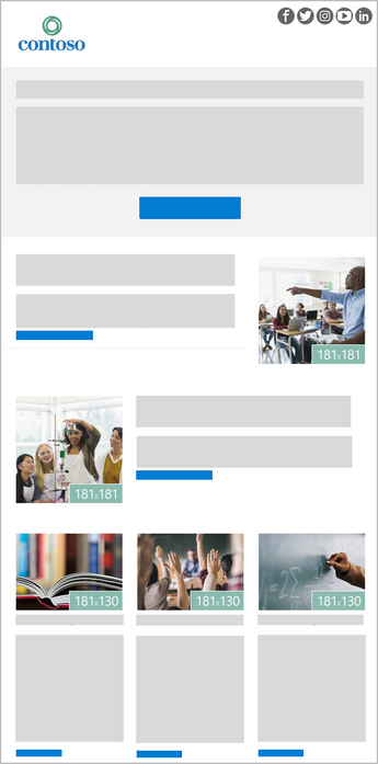 Ένα πρότυπο ενημερωτικού δελτίου του Outlook 5 εικόνων