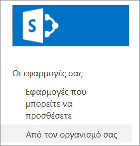 Γραμμή γρήγορης εκκίνησης με επισήμανση "Από τον οργανισμό σας"