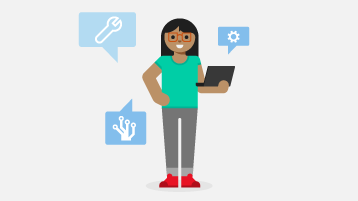 Εικονογράφηση μιας όρθιας γυναίκας που κρατάει έναν φορητό υπολογιστή