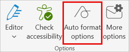 Στην κορδέλα, επιλέξτε Επιλογές αυτόματης μορφοποίησης.