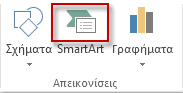 Η επιλογή "SmartArt" της ομάδας "Εικόνες" στην καρτέλα "Εισαγωγή"