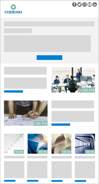 Ένα πρότυπο ενημερωτικού δελτίου 6 εικόνων του Outlook
