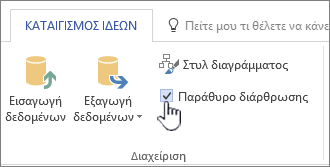 Πλαίσιο ελέγχου "Επιλέξτε ή καταργήστε την επιλογή του παραθύρου διάρθρωσης"