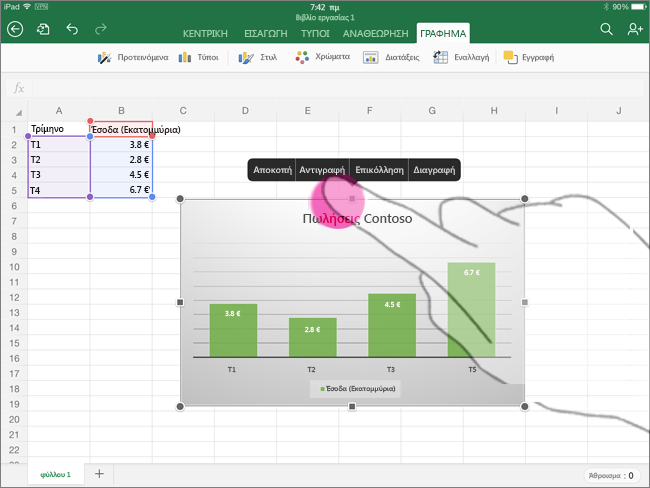 Αντιγραφή γραφήματος από το Excel για iPad